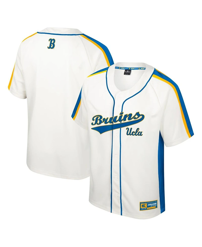 Men's Colosseum Cream Distressed Ucla Bruins Ruth Button-Up Baseball Jersey