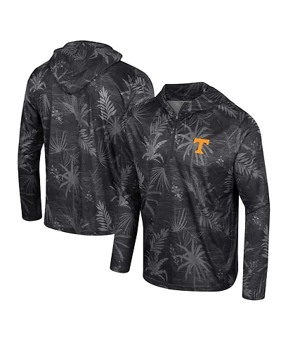 Men's Colosseum Black Tennessee Volunteers Palms Printed Lightweight Quarter-Zip Hooded Top