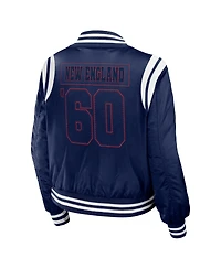 Women's Wear by Erin Andrews Navy New England Patriots Bomber Full-Zip Jacket