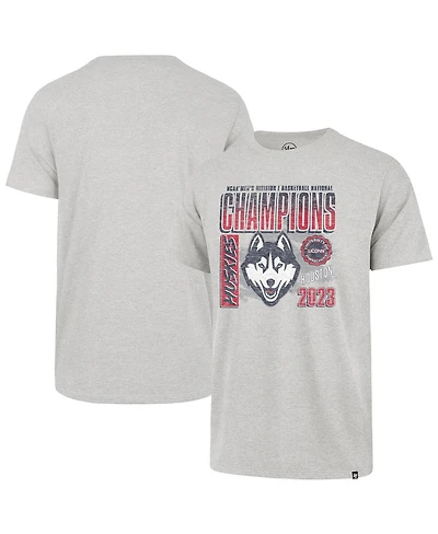 Men's '47 Brand Gray UConn Huskies 2023 Ncaa Basketball National Champions Mascot T-shirt