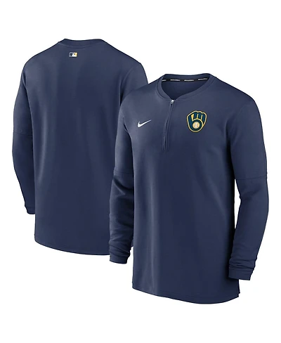 Men's Nike Navy Milwaukee Brewers Authentic Collection Game Time Performance Quarter-Zip Top