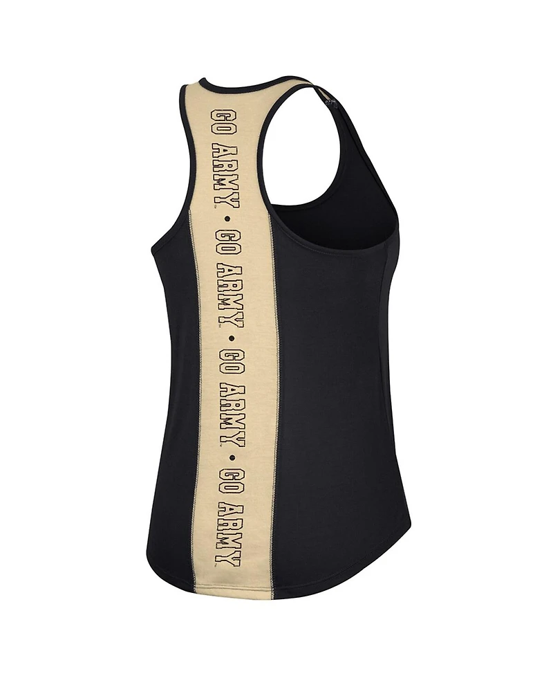 Women's Colosseum Black Distressed Army Black Knights 10 Days Racerback Scoop Neck Tank Top