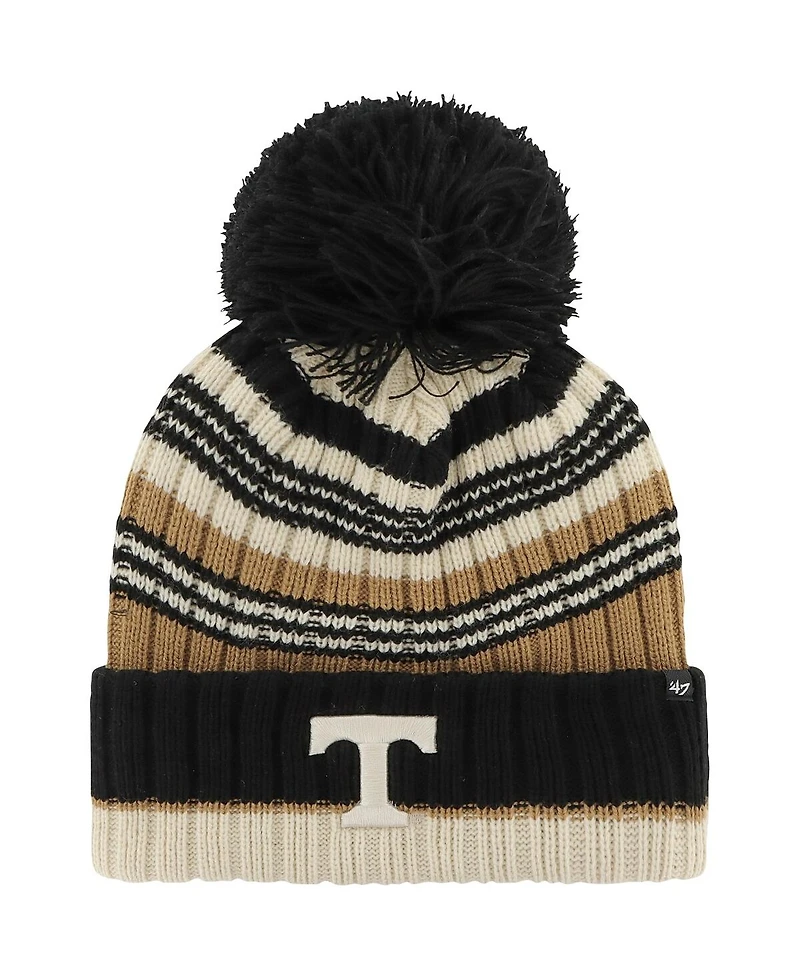 Women's '47 Brand Khaki Tennessee Volunteers Barista Cuffed Knit Hat with Pom