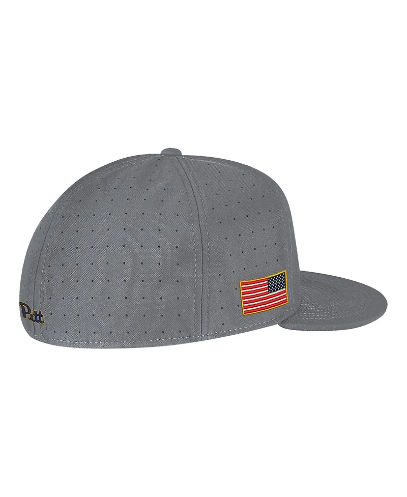Men's Nike Gray Pitt Panthers Usa Side Patch True AeroBill Performance Fitted Hat