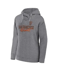 Women's Fanatics Heather Gray San Francisco Giants Script Favorite Lightweight Fitted Pullover Hoodie