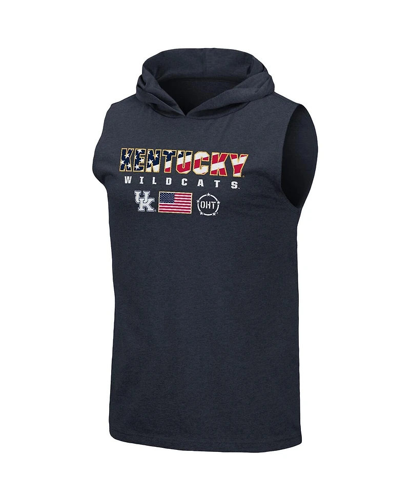 Men's Colosseum Navy Kentucky Wildcats Oht Military-Inspired Appreciation Americana Hoodie Sleeveless T-shirt