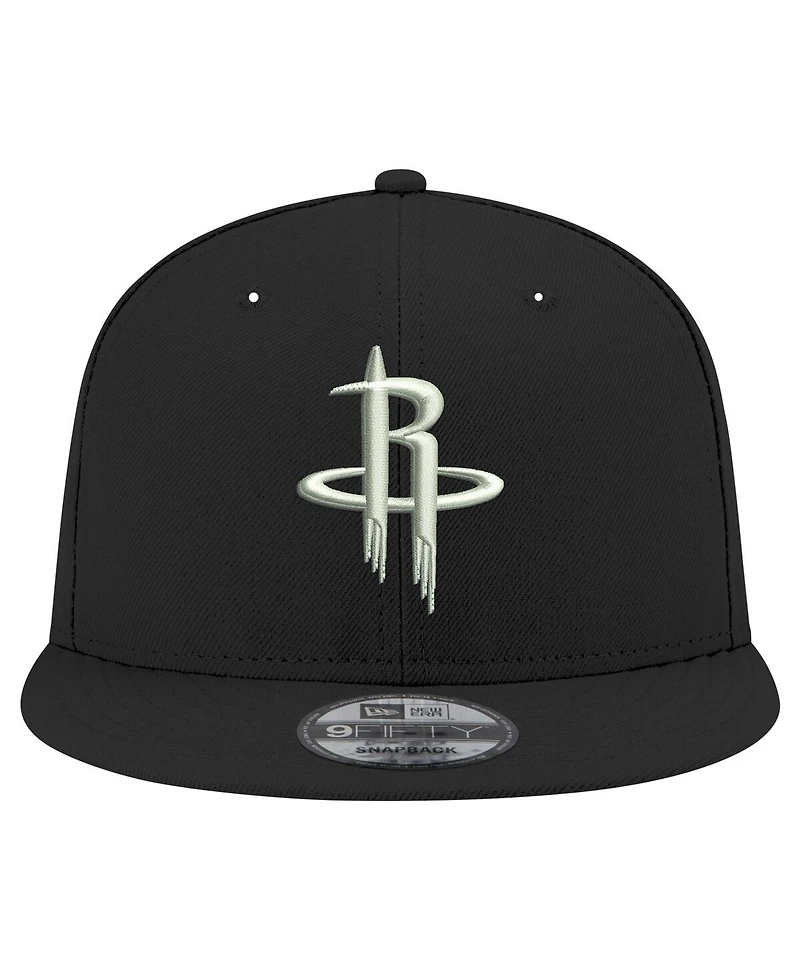 Men's New Era Houston Rockets Black and White 9FIFTY Snapback Hat