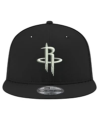 Men's New Era Houston Rockets Black and White 9FIFTY Snapback Hat