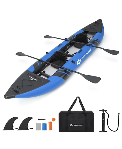 Costway Inflatable Kayak Set Portable 2-person with Aluminium Oars Eva Padded Seat