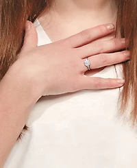 Moissanite (1-3/8 ct. t.w.) Octagon-Cut Cluster Engagement Ring Sterling Silver