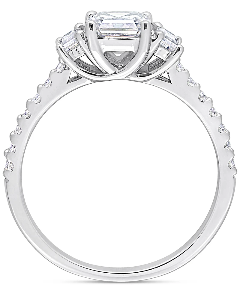 Moissanite (1-1/3 ct. t.w.) Three Stone Ring Sterling Silver