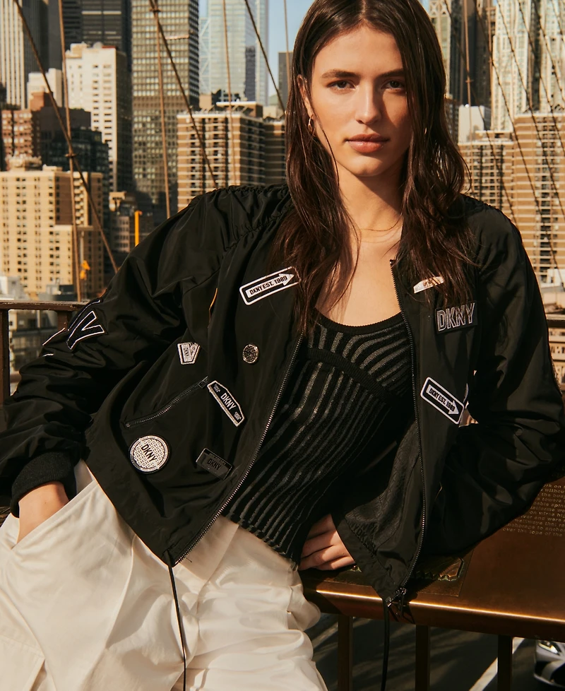 Dkny Women's Logo Bomber Jacket