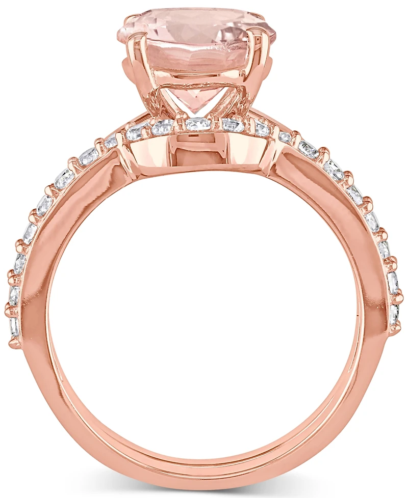 Morganite (1-3/4 ct. t.w.) & Lab-Grown White Sapphire (3/8 Bridal Set 10k Rose Gold