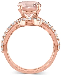 Morganite (1-3/4 ct. t.w.) & Lab-Grown White Sapphire (3/8 Bridal Set 10k Rose Gold