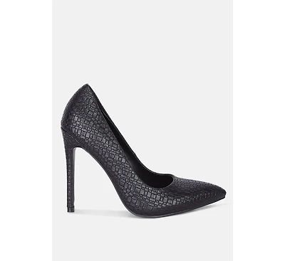 Brinkles Weave Pattern High Heel Pumps