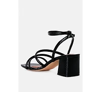 right pose faux leather block heel sandals
