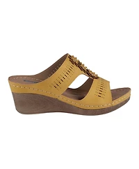 Gc Shoes Women's Lisette Flower Perforated Wedge Sandals