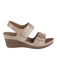 Gc Shoes Women's Tulip Stay-Put Double Band Flower Wedge Sandals