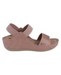 Gc Shoes Women's Tammy Embellished Elastic Double Band Wedge Sandals