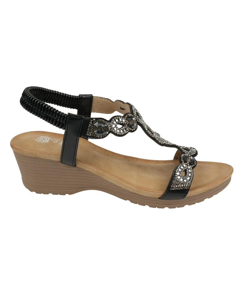 Gc Shoes Women's Damaris Embellished Slingback Wedge Sandals
