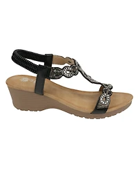 Gc Shoes Women's Damaris Embellished Slingback Wedge Sandals
