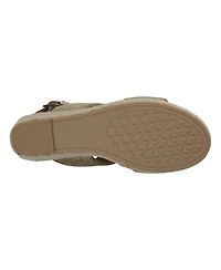 Gc Shoes Women's Ellis Metallic Double Band Slingback Espadrille Wedge Sandals