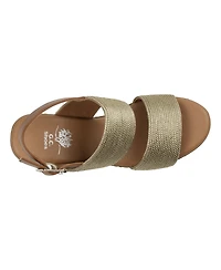 Gc Shoes Women's Ellis Metallic Double Band Slingback Espadrille Wedge Sandals