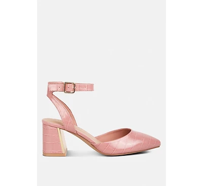 hyatt metallic sling block heel sandals