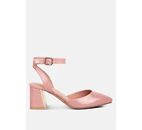 hyatt metallic sling block heel sandals