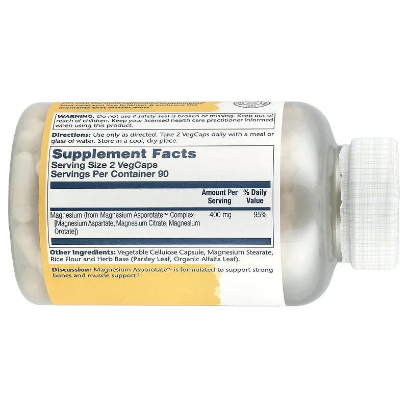 Solaray Magnesium Asporotate - 180 VegCaps (200 mg per Capsule)