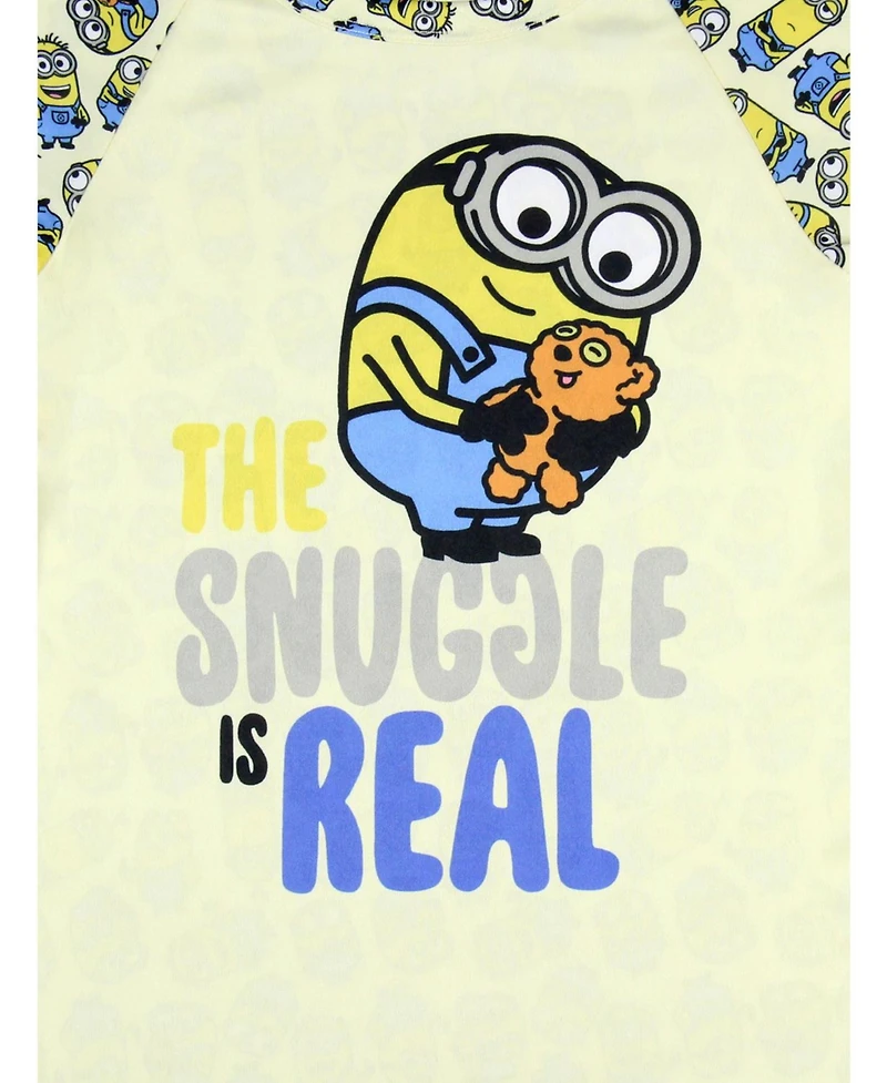 Despicable Me Toddler Girls Nightgown Minions Snuggle Sleep Long-Sleeve Raglan Pajama