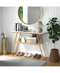 44'' Long Narrow Couch Table 2-Tier Console Table Entryway Table