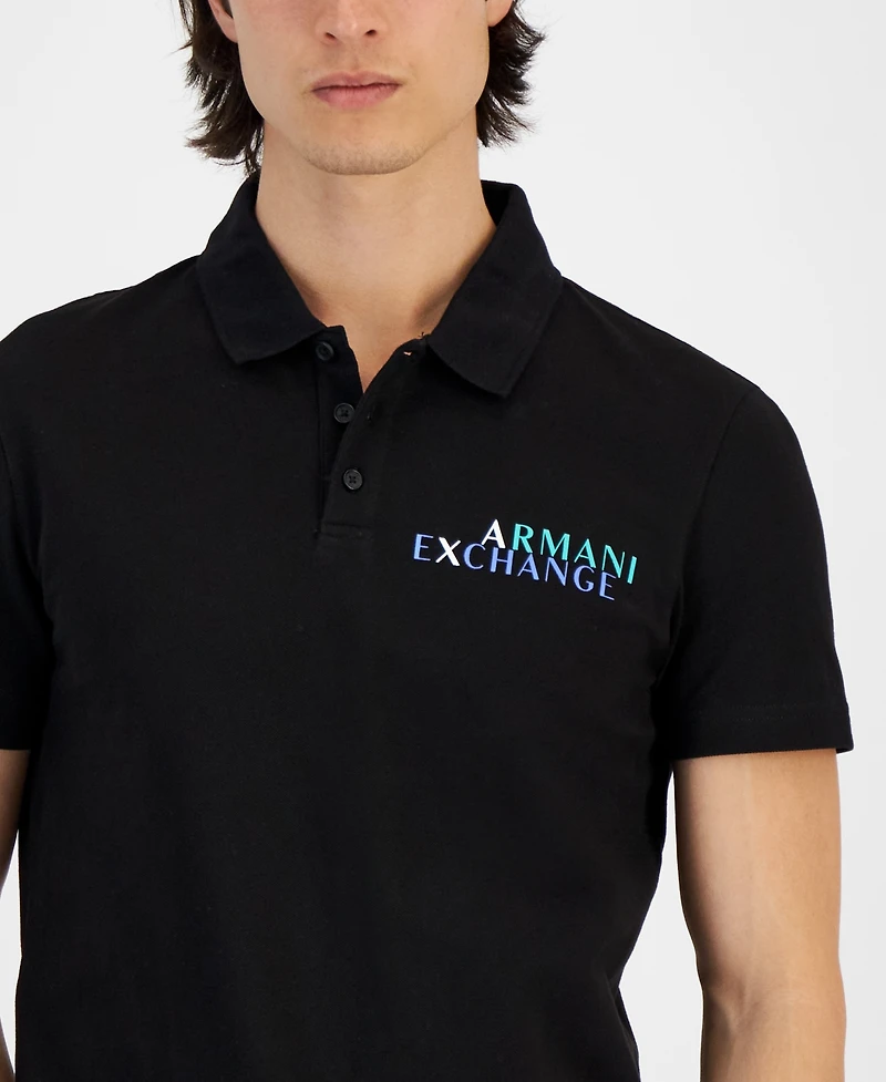 A|X Armani Exchange Men's Short Sleeve Multicolor Logo Polo Shirt