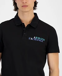 A|X Armani Exchange Men's Short Sleeve Multicolor Logo Polo Shirt