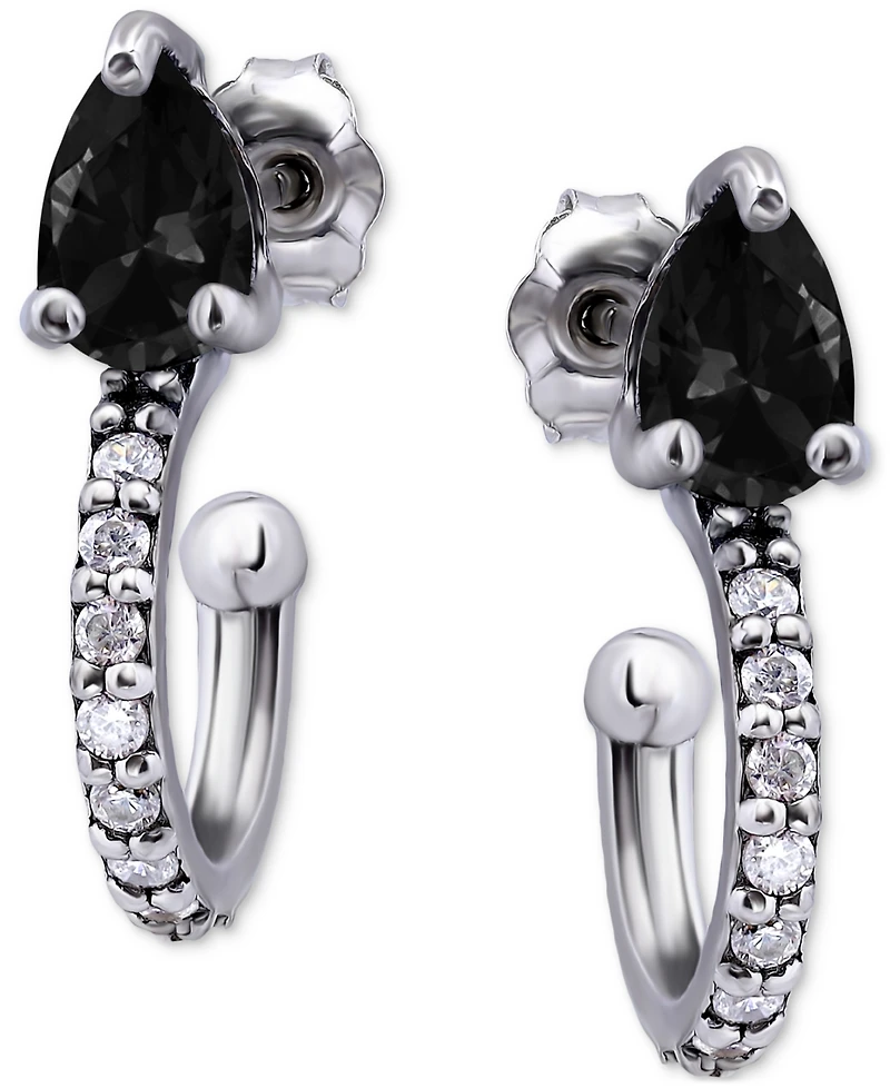 Giani Bernini Black & White Cubic Zirconia Pear Small Hoop Earrings in 18k Gold-Plated Sterling Silver, 0.75", Created for Macy's