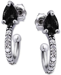 Giani Bernini Black & White Cubic Zirconia Pear Small Hoop Earrings in 18k Gold-Plated Sterling Silver, 0.75", Created for Macy's