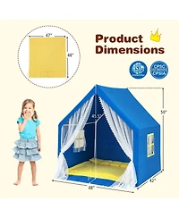 Costway Large Play Tent Kids & Toddlers Playhouse with Washable Cotton Mat, Star Lights
