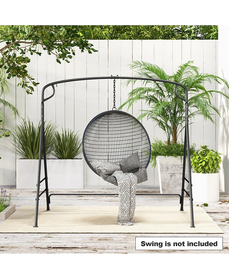 Costway Outdoor Metal Swing Frame Sturdy A-Shaped Porch Swing Stand with Extra Side Bars