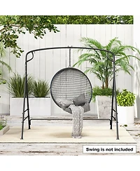 Costway Outdoor Metal Swing Frame Sturdy A-Shaped Porch Swing Stand with Extra Side Bars