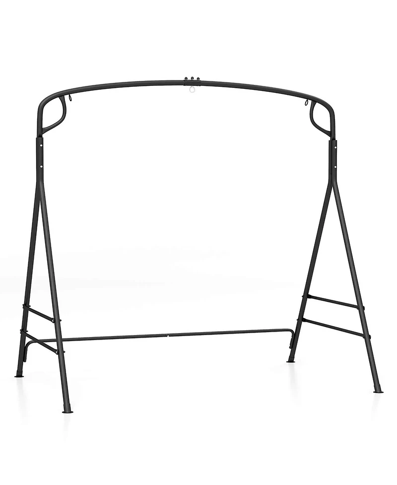 Costway Outdoor Metal Swing Frame Sturdy A-Shaped Porch Swing Stand with Extra Side Bars