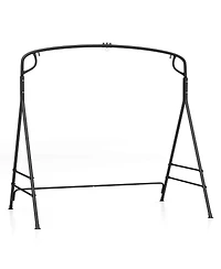 Costway Outdoor Metal Swing Frame Sturdy A-Shaped Porch Swing Stand with Extra Side Bars