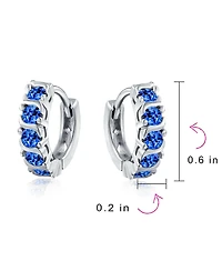 Bling Jewelry Round Solitaire Cubic Zirconia Cz S-Style Wave Kpop Huggie Hoop Earrings Sterling Silver