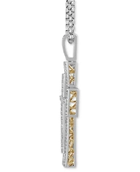 Men's Diamond Lattice Openwork Cross 22" Pendant Necklace (1/2 ct. t.w.) in Sterling Silver & 18k Gold-Plate