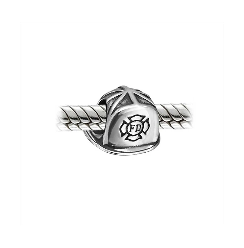 Bling Jewelry Fireman Fire Department Firefighter Hat Helmet Charm Bead Wife Oxidized Sterling Silver Fits European Bracelet