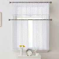 Audrey Embroidered Sheer Voile Window Curtain Rod Pocket Valance For Kitchen Bedroom Small Windows Bathroom