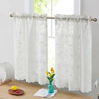 Hlc.Me Joyce Semi Sheer Kitchen Swag Curtain Panels Rod Pocket For Small Windows Kitchen Bathroom 30 W X 36 L Pair