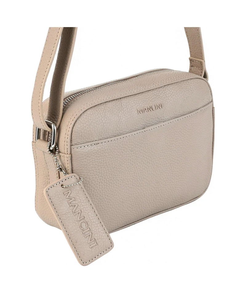 Mancini Pebbled Collection Clara Leather Small Crossbody Bag