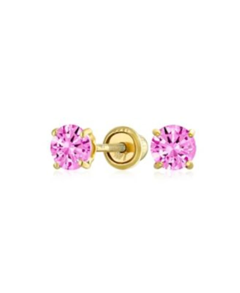 Bling Jewelry Tiny Cubic Zirconia Cz 4 Prong Helix Cartilage Ear Lobe Piercing Daith Round Solitaire 14k Gold Stud Earring Screw Back 3mm 4mm