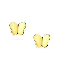 Bling Jewelry Petite Minimalist14K Yellow Gold Lucky Butterfly Stud Earring Secure Screw back