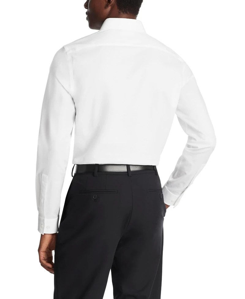 Michael Kors Men's Slim Fit Cotton Linen Untucked Solid Dress Shirt